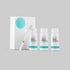 Topical Solution Compound packaging with bottles and a box on a gray background