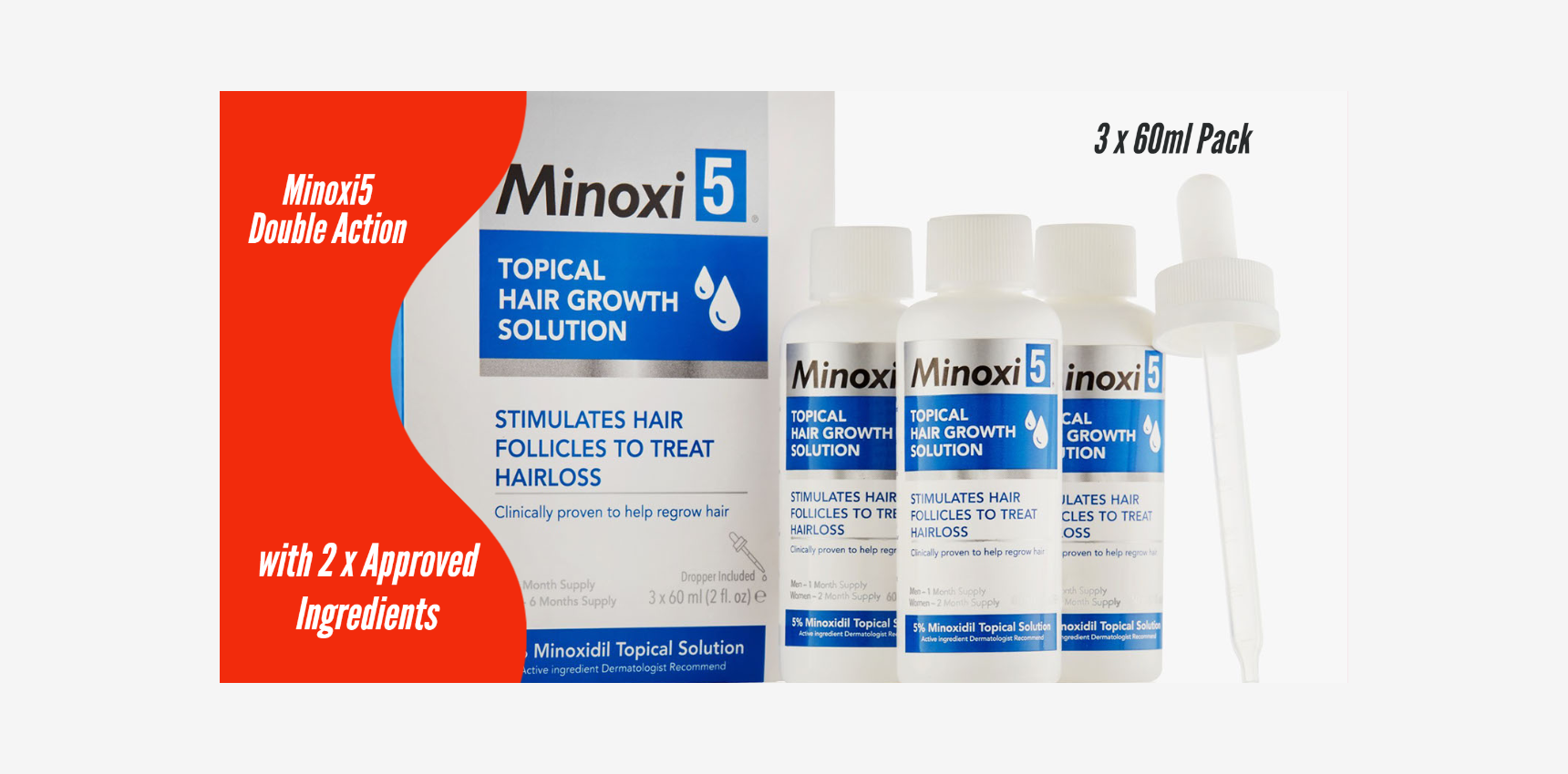 Minoxi5 Minoxidil + DHT blocker (Double Action Formula), 3Month Supply