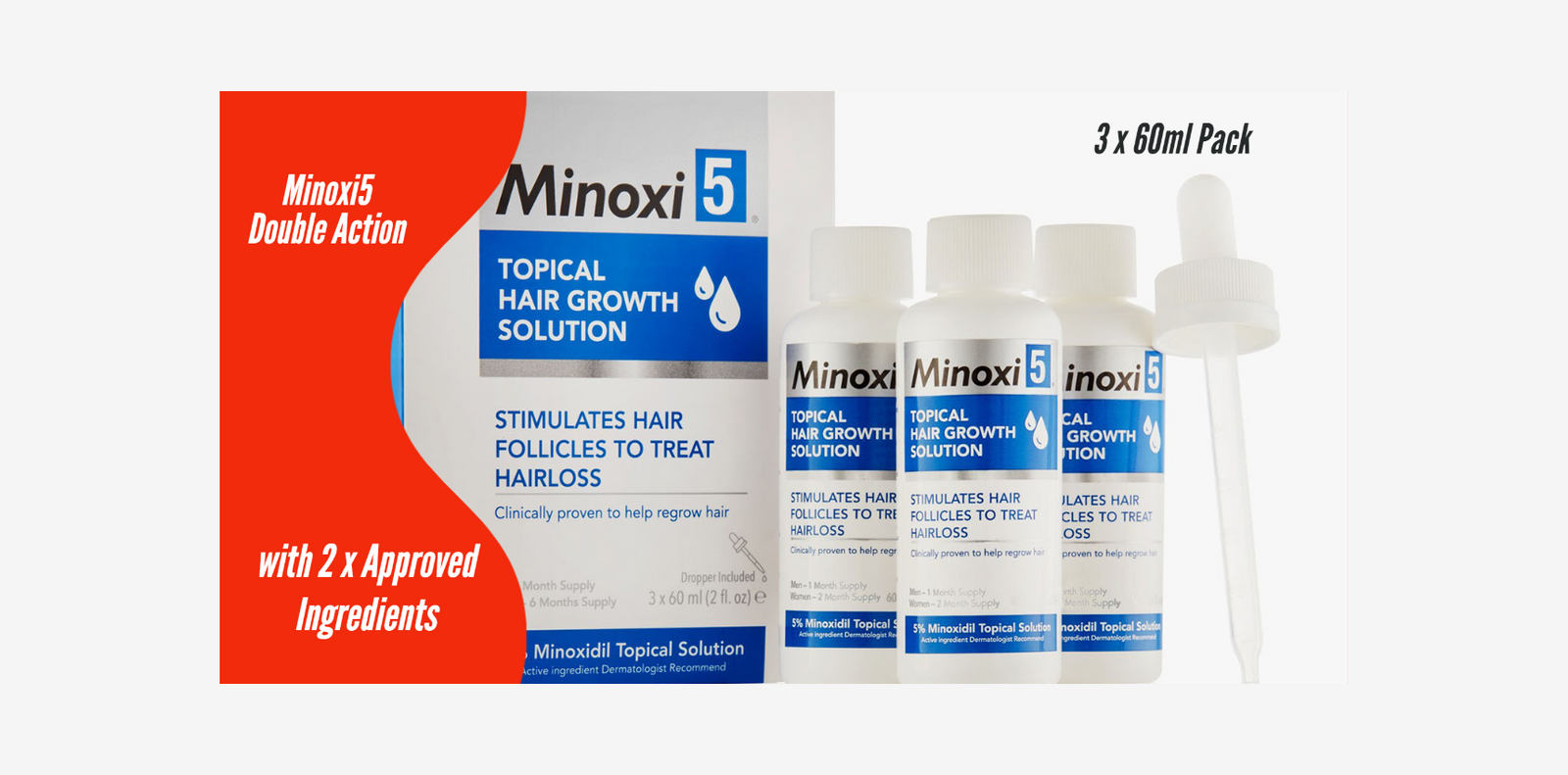 Minoxi5 Double Action for MEN, 3 PACK